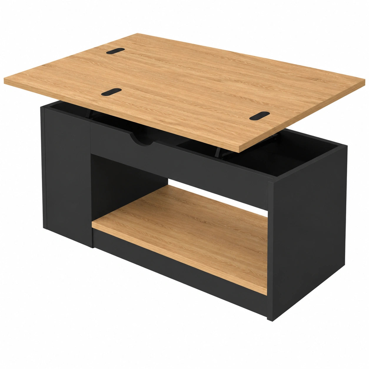 Multifunktionaler Couchtisch ELEA aus schwarzem Holz und Buche
