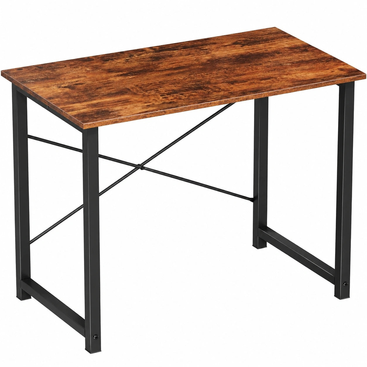 Sweetcrispy Schreibtisch, 80 x 50 x 75 cm, Computertisch mit Metallrahmen, Büro- und Wohnzimmertisch, Braun