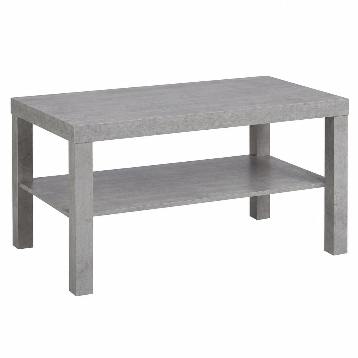 Moderner Couchtisch in Betonoptik mit Ablage, 45x90x55 cm, Grau