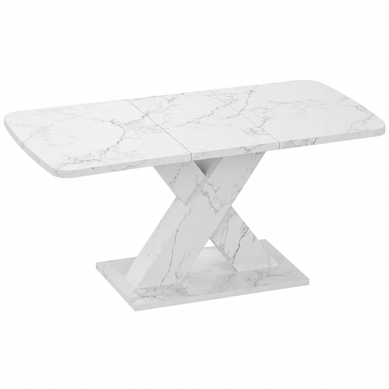 Moderner Rechtecktisch 76,5x160x80cm mit Marmordesign und verstellbaren MDF-Beinen