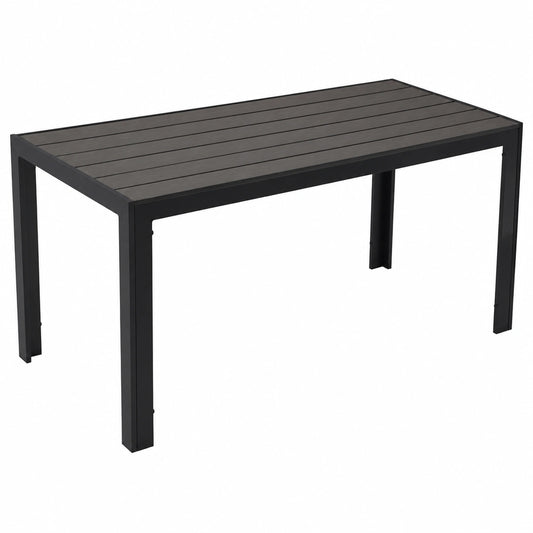 DEGAMO Aluminium-Gartentisch Sorano 70x125cm, rechteckig, anthrazit, wetterfeste Kunstholzplatte in Holzoptik