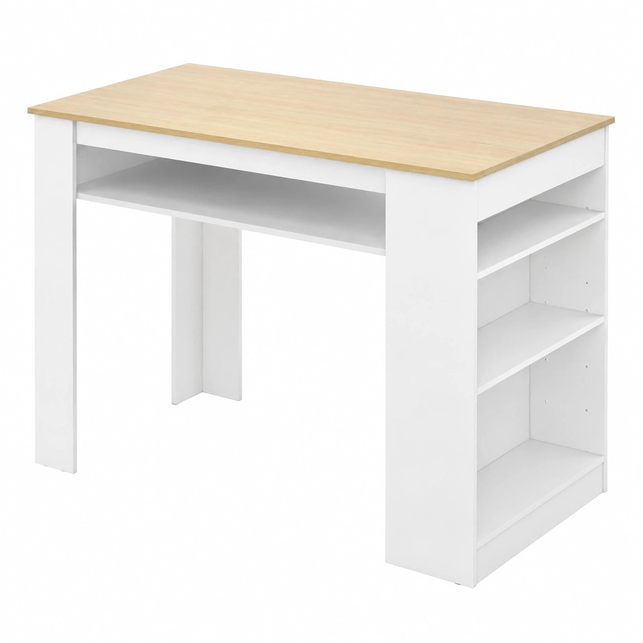 EGGREE Esstisch mit integriertem Stauraum und Steckdose - 110x60x78cm, Eiche Dekor, ideal für kleine Räume