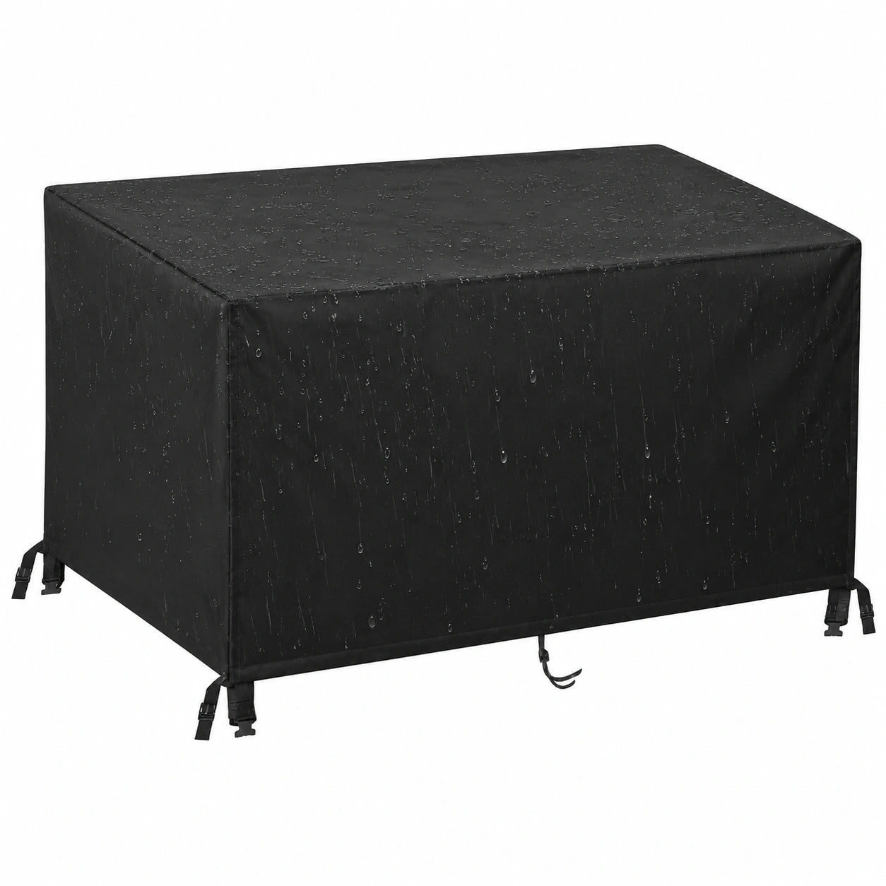 Robuste 600D-Abdeckung für rechteckige Terrassenmöbel, wasserdichter Schutz für Gartentisch und Stühle, Schwarz 200x200x71cm