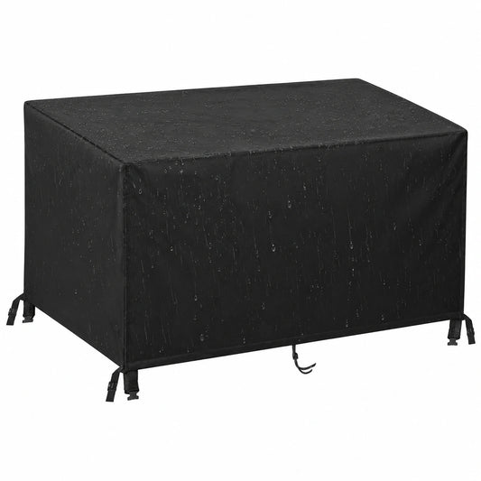 Robuste 600D-Abdeckung für rechteckige Terrassenmöbel, wasserdichter Schutz für Gartentisch und Stühle, Schwarz 200x200x71cm