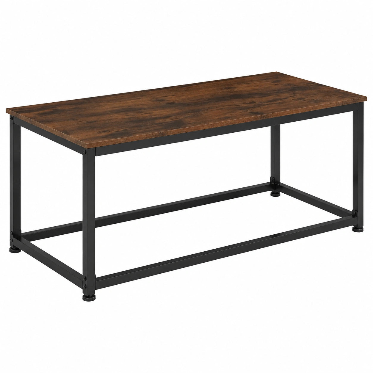 Industrieller Couchtisch aus Holz und Metall, 100 x 55 x 45,5 cm, Dunkelbraun