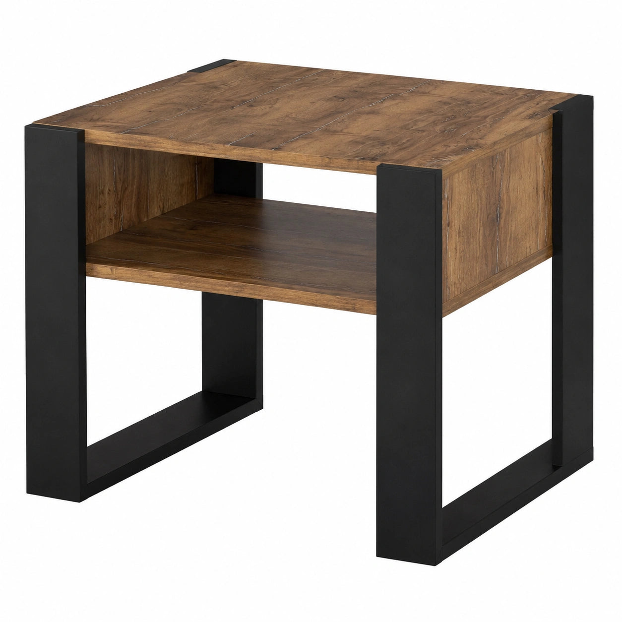 Eleganter Couchtisch aus Premium-Holz mit zusätzlichem Stauraum, Retro-Schwarz