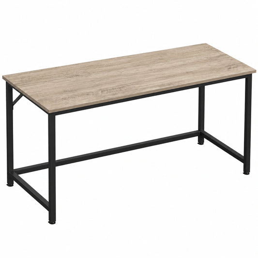 VASAGLE Schreibtisch, moderner Bürotisch, 135 x 60 x 76 cm, für Zuhause und Büro, Greige mit schwarzem Akzent