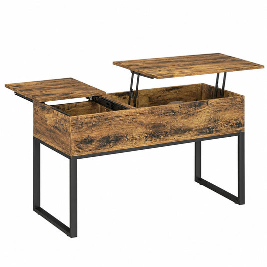 HOMCOM Hebe-Couchtisch mit Schiebedeckel und verdecktem Stauraum, Soft-Close, rustikales Braun, 100x45x67 cm