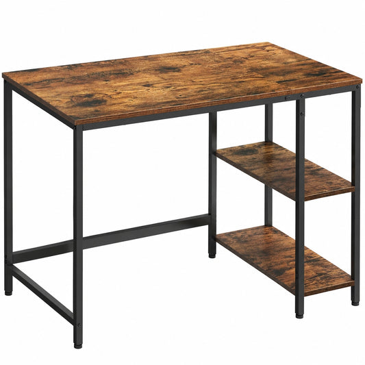 VASAGLE Schreibtisch im Vintage-Stil, 100 x 50 x 76 cm, für Büro, Schlafzimmer und Wohnzimmer, computertauglich, braun-schwarz