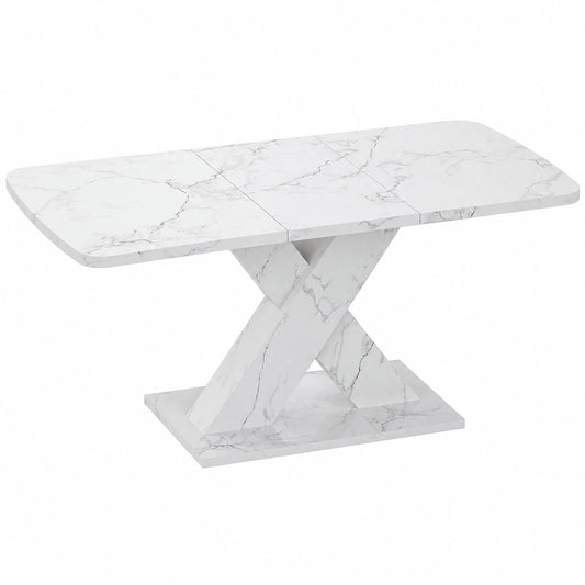 Moderner Rechtecktisch 76,5x160x80cm mit Marmordesign und verstellbaren MDF-Beinen